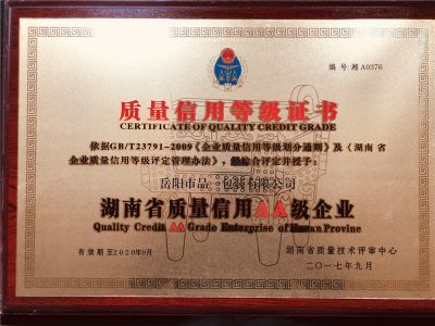 質(zhì)量信用等級(jí)證書